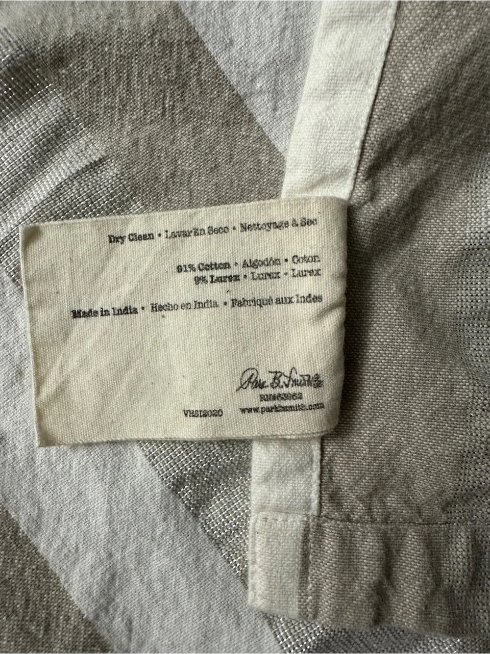 2 Curtain Panels by Vintage House Cotton  Textured Neutral Stripe 48”W/78”L